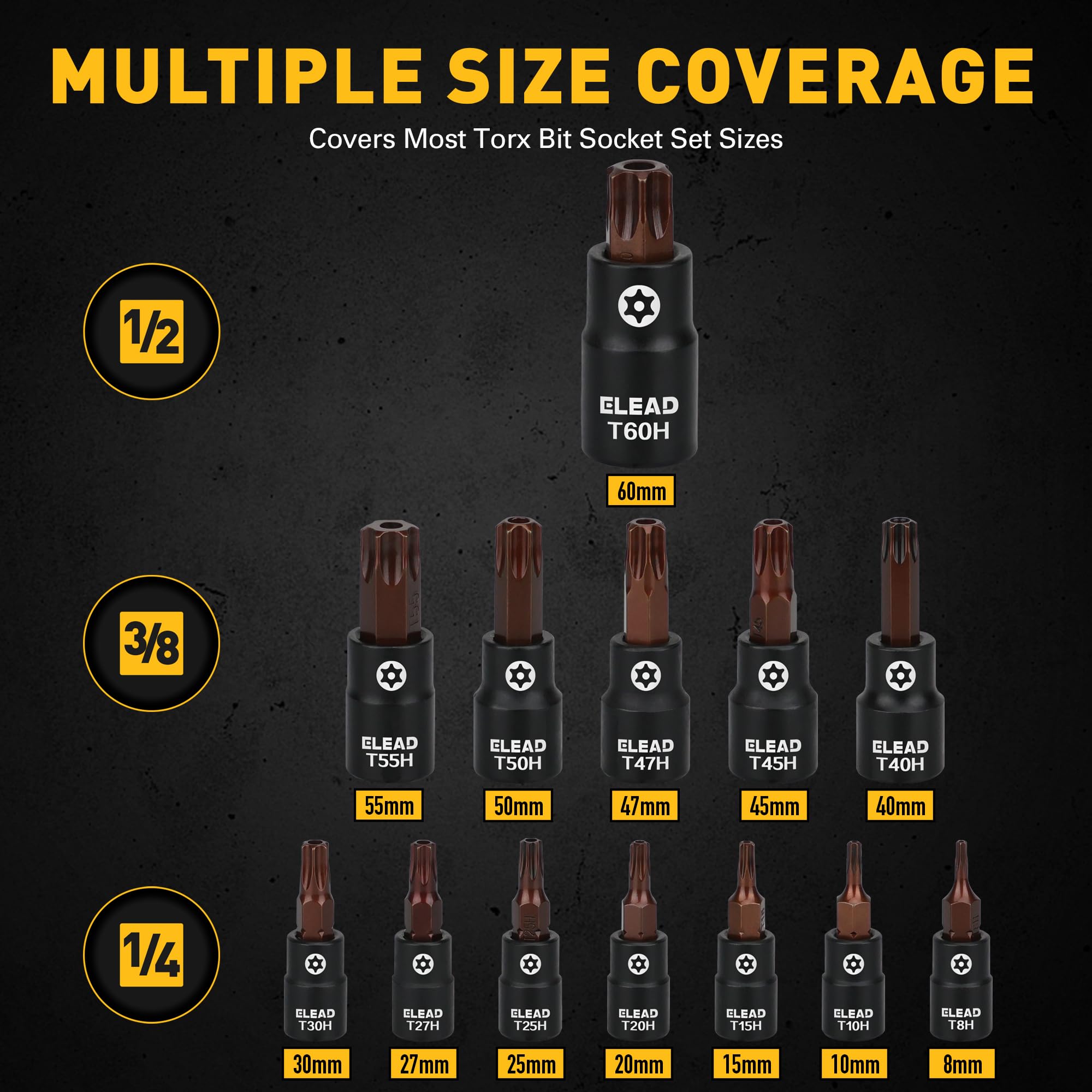 ELEAD 1/4 inch Torx sockets provide precise fit for small fasteners