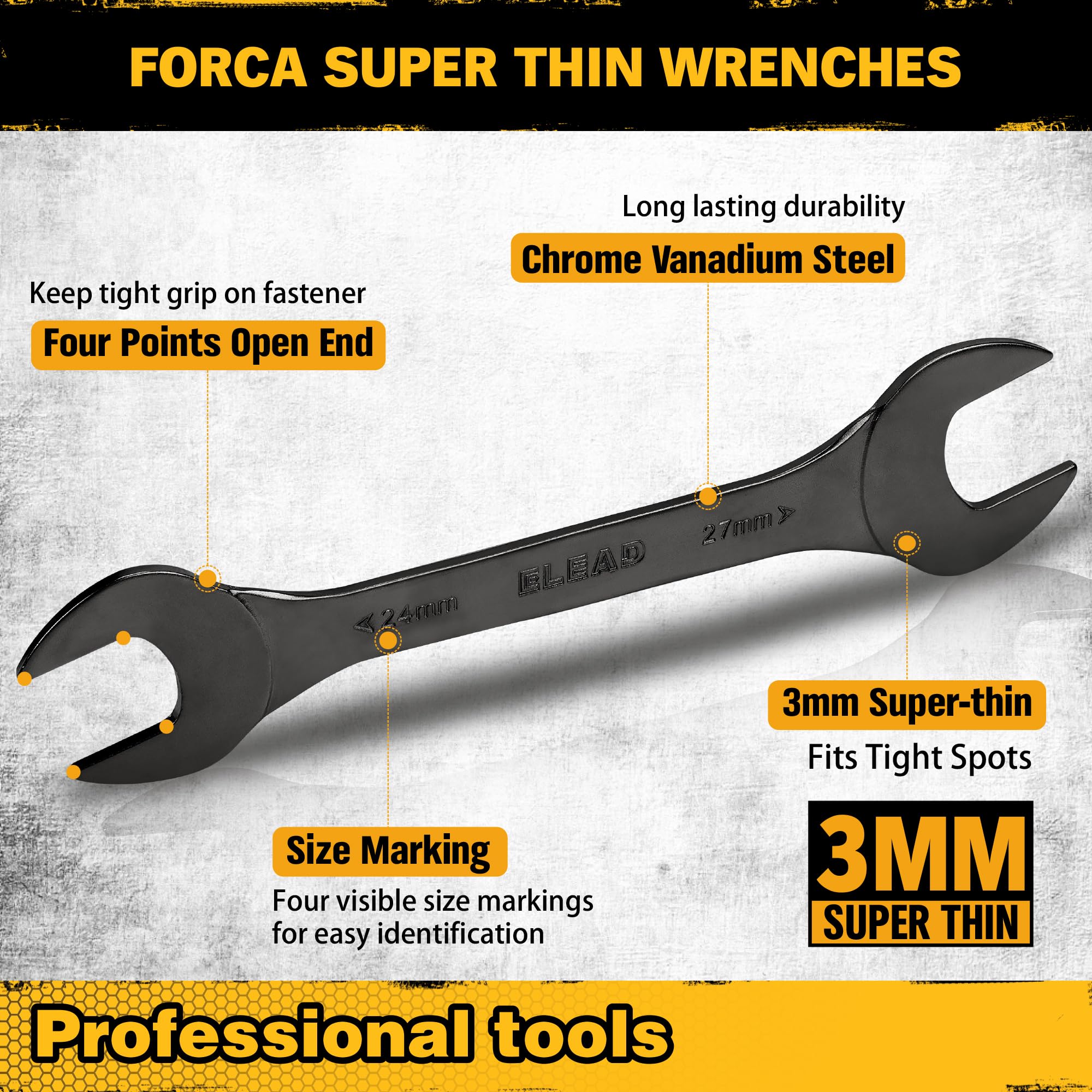 ELEAD double-ended wrenches with 20 sizes for flexible tasks.
