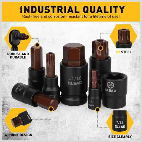 ELEAD E-Torx E4-E24 included for versatile fastener compatibility.