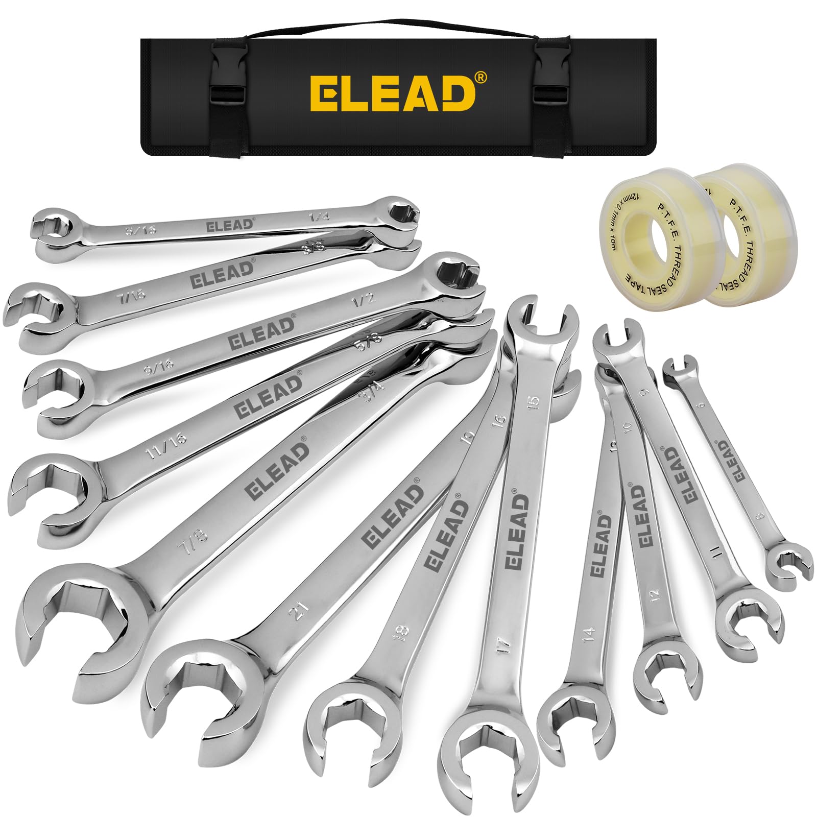 ELEAD flare nut wrench set with PTFE tape for leak-free brake line work