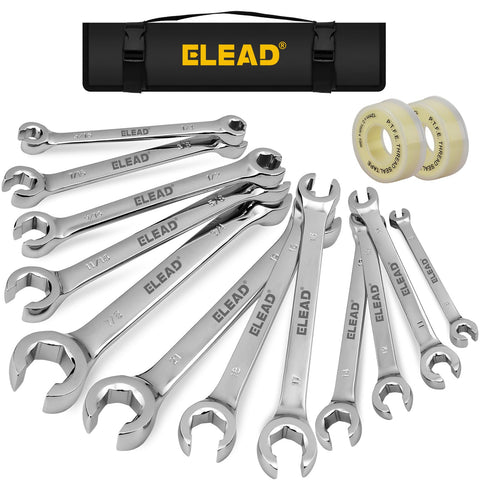 ELEAD flare nut wrench set with PTFE tape for leak-free brake line work
