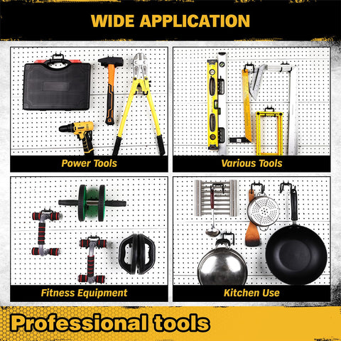 ELEAD basement pegboard hooks support heavy tools on a wall
