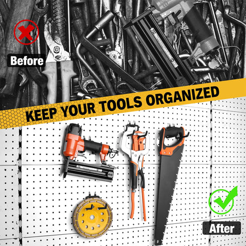 ELEAD workshop pegboard hooks for easy tool access and display