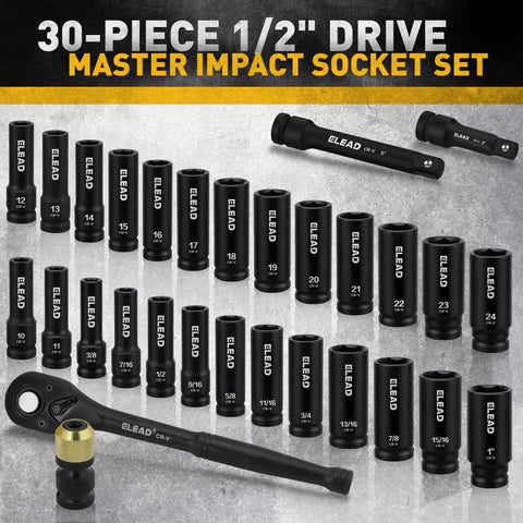 ELEAD 6-point design sockets resist rounding for reliable high-torque work