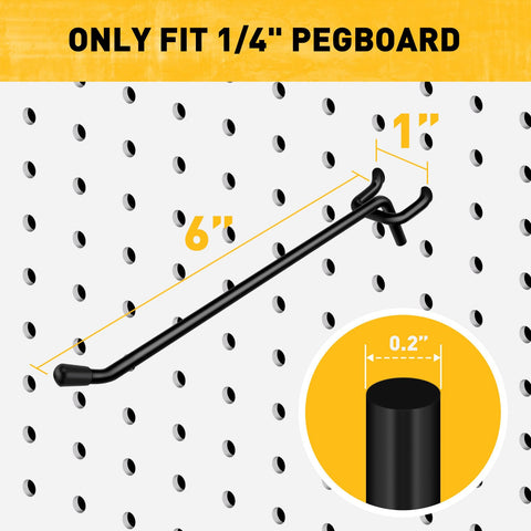 ELEAD hardened steel pegboard hooks showing durable construction and corrosion resistance.