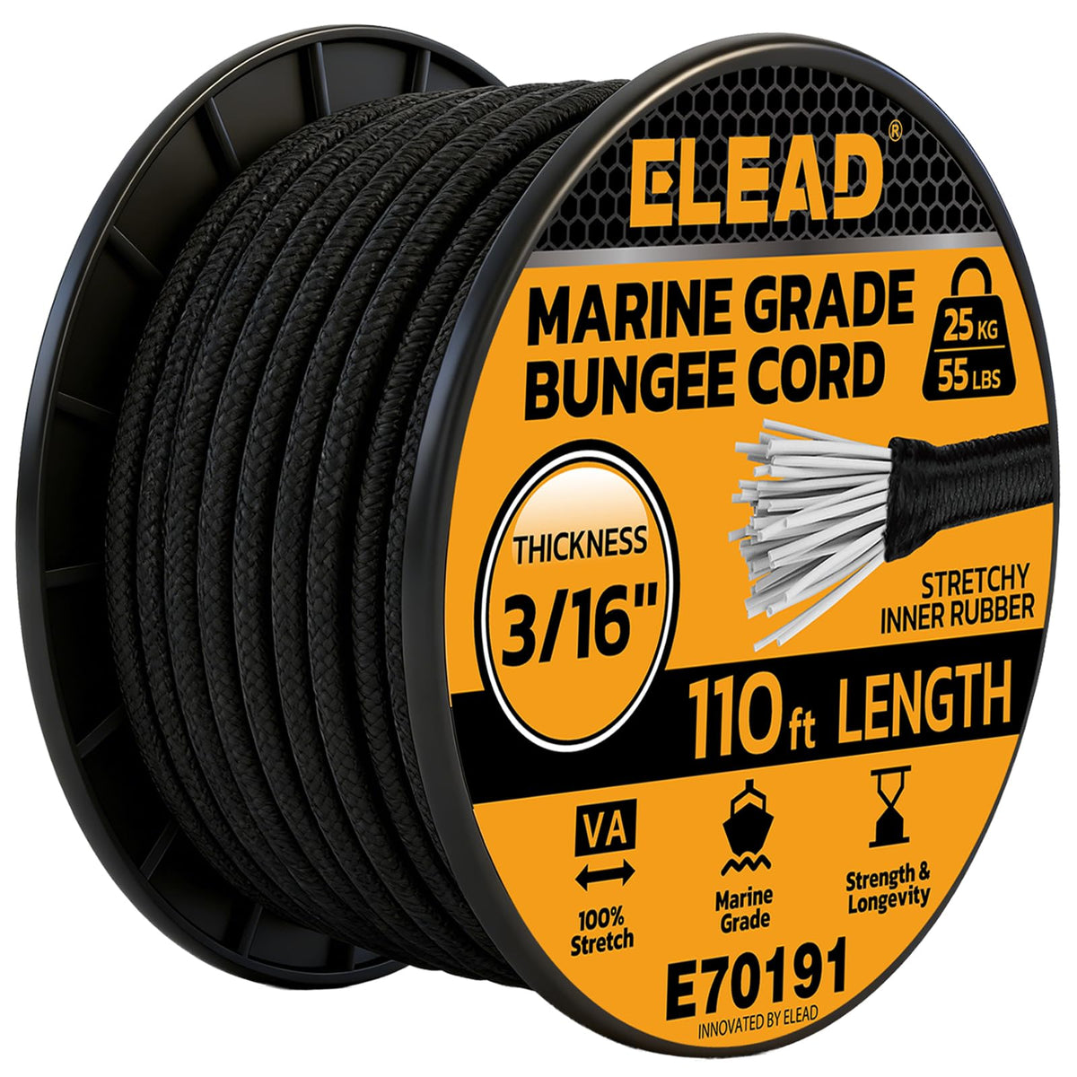 ELEAD heavy duty bungee roll coiled for easy transport and storage