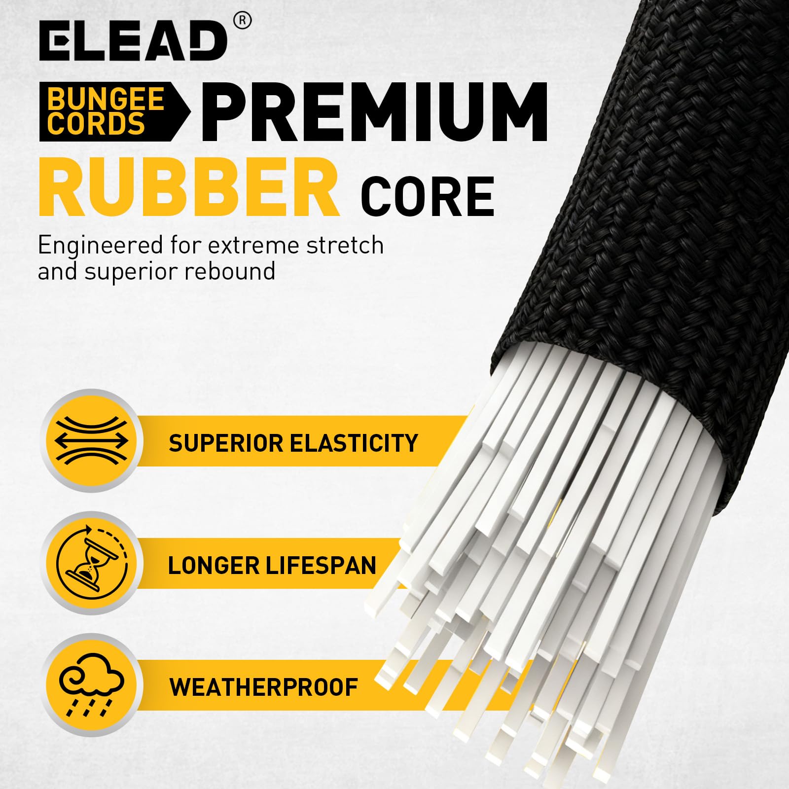 ELEAD heavy-duty elastic cords resist wear with UV protection.