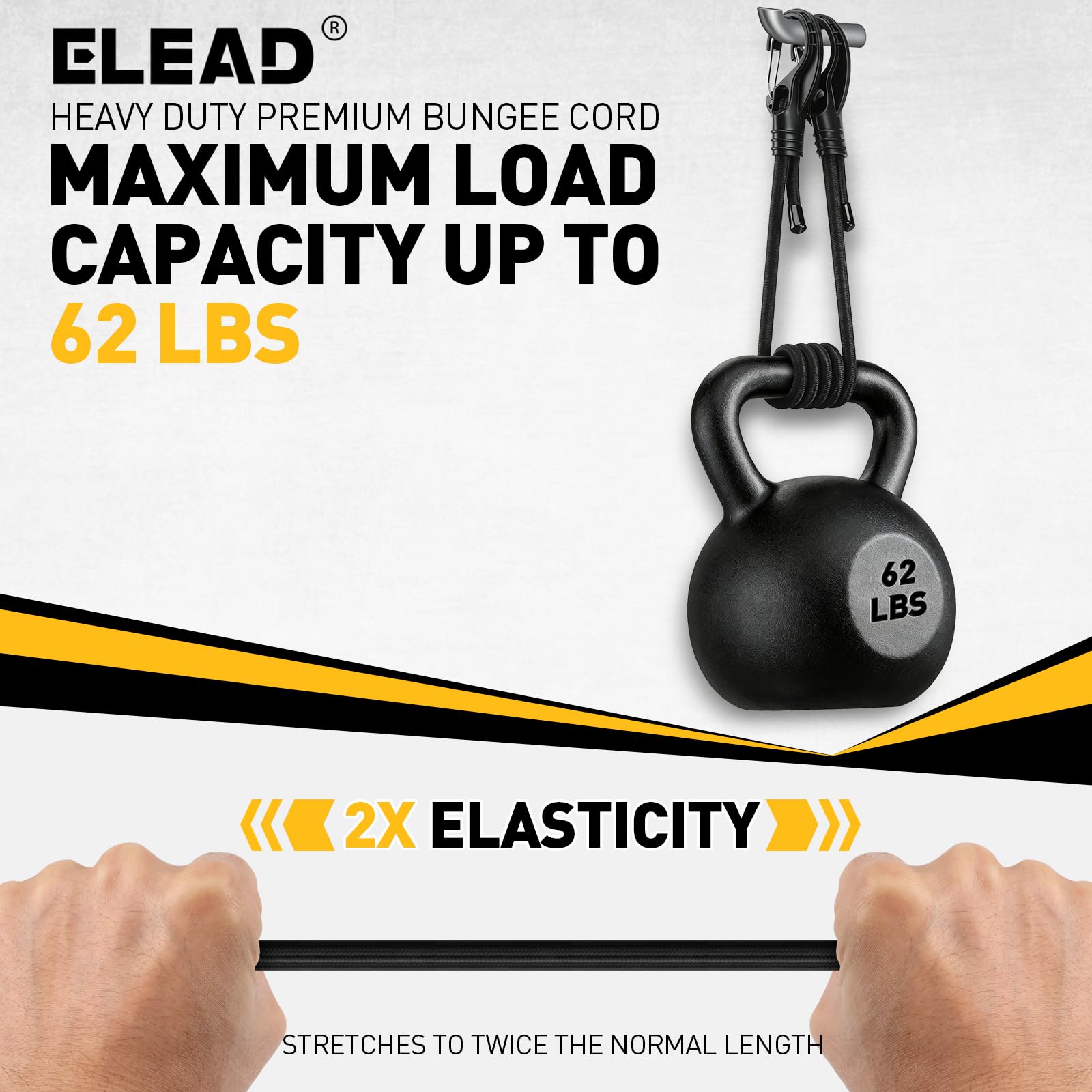 ELEAD bungee for kayak transport and camping gear organization.
