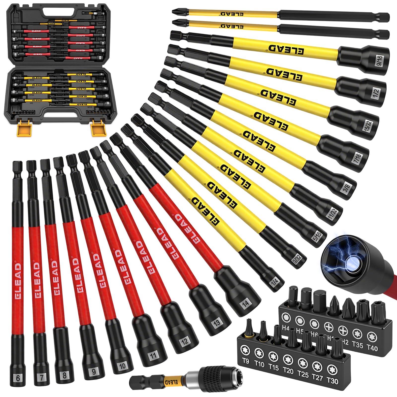 ELEAD magnetic nut driver 35-piece set with secure magnetic tips