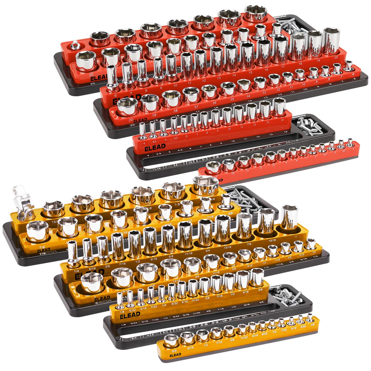 ELEAD magnetic socket organizer for 1/4 drive keeps sockets steady and accessible in any toolbox drawer.