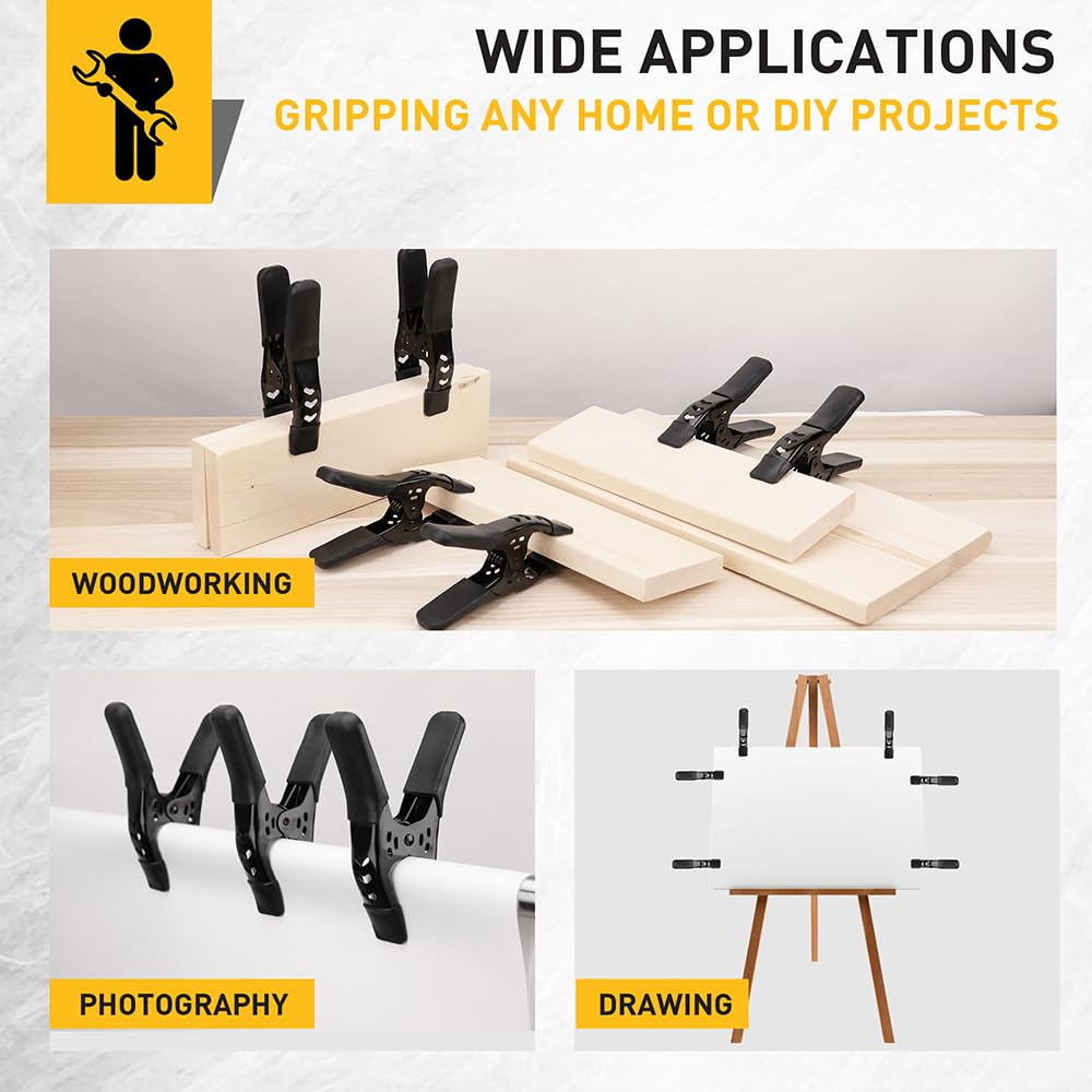 ELEAD clamps with non-slip rubber cover protect surfaces while securing fabric.