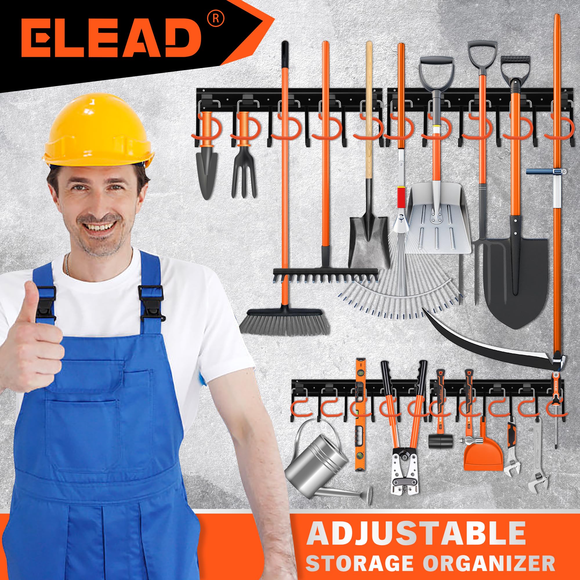 ELEAD organized shed with clutter-free wall storage and quick access to tools