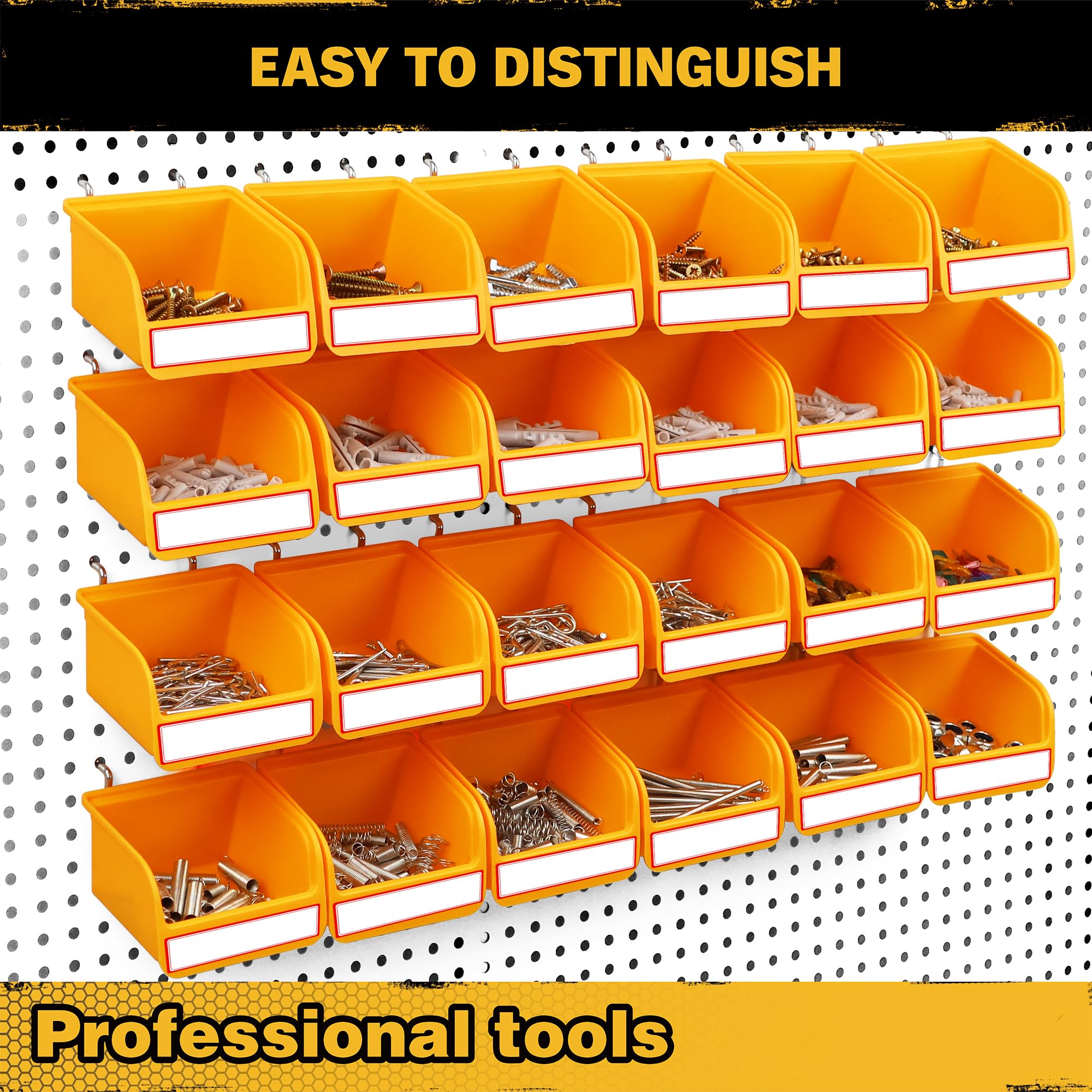 ELEAD pegboard bins nested with trays for tidy storage