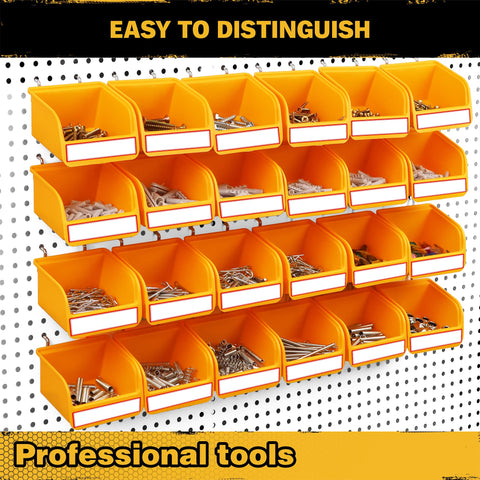 ELEAD pegboard bins nested with trays for tidy storage