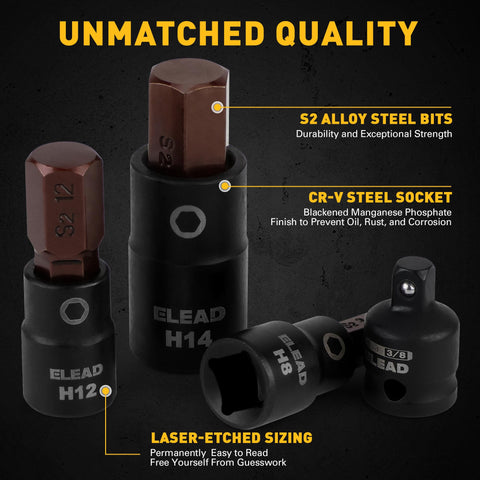 ELEAD premium S2 steel with chrome vanadium delivers lasting durability.