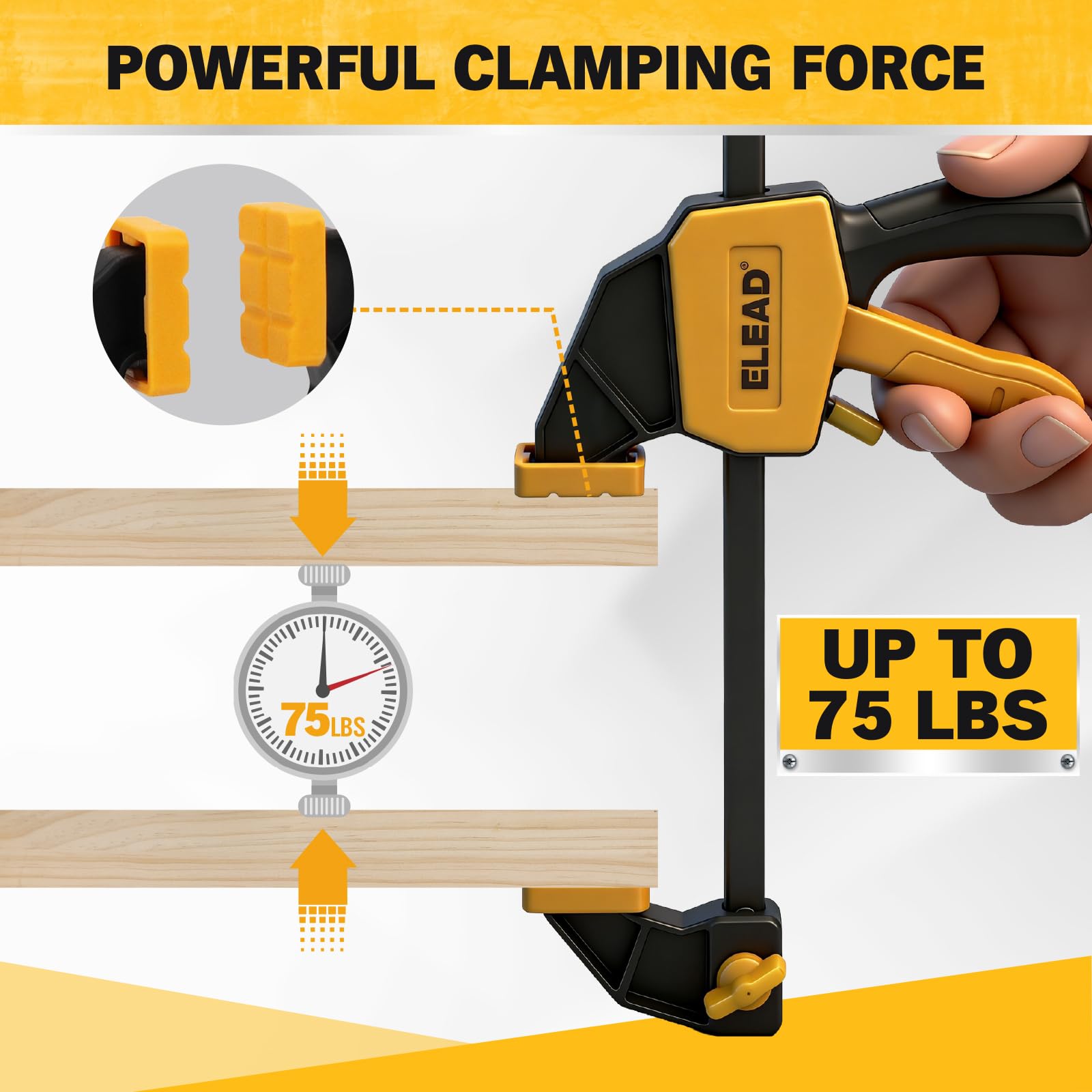 ELEAD quick-release bar clamps speed up adjustments and release.