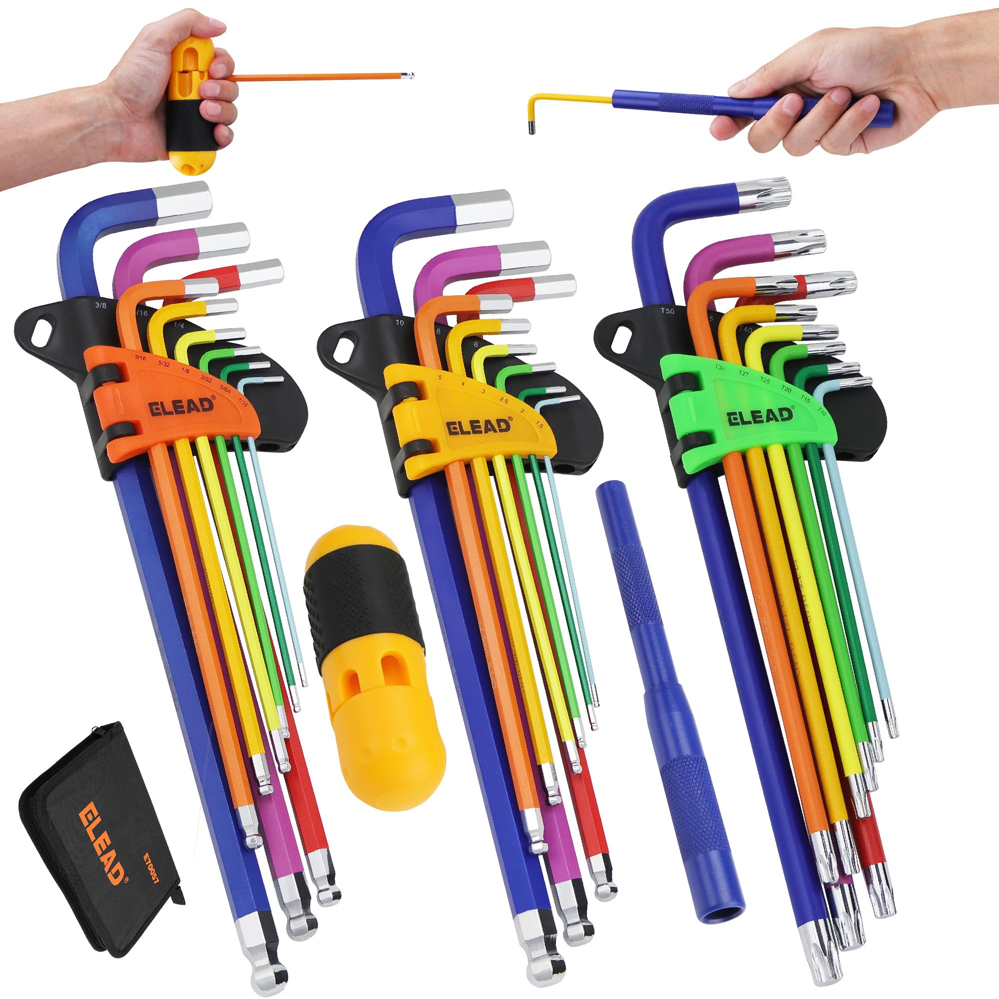 ELEAD rainbow color-coded hex and torx set for quick size identification