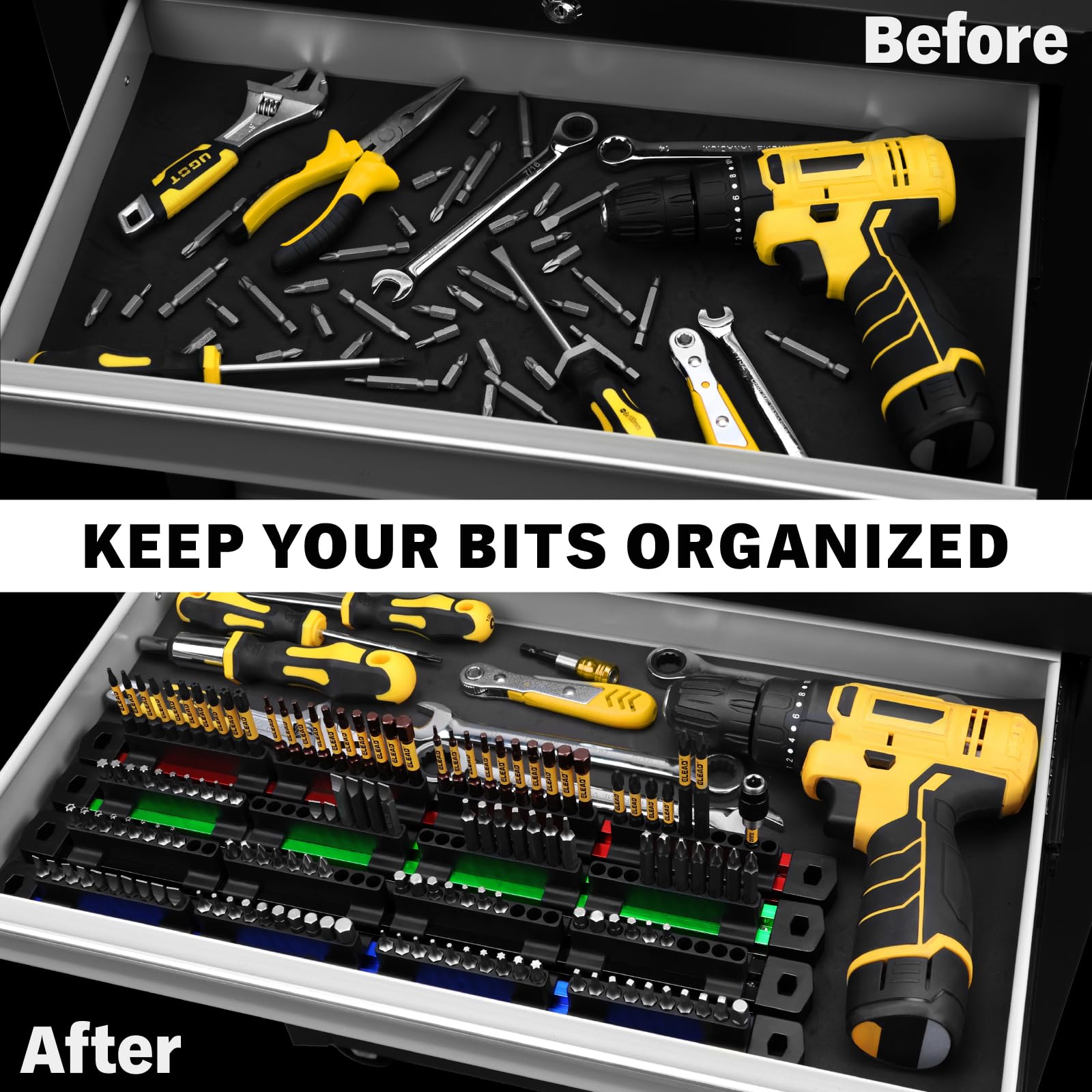 ELEAD secure magnetic rail grips bits even when tilted