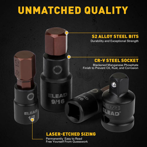 ELEAD socket adapters in view demonstrate versatile drive conversions.