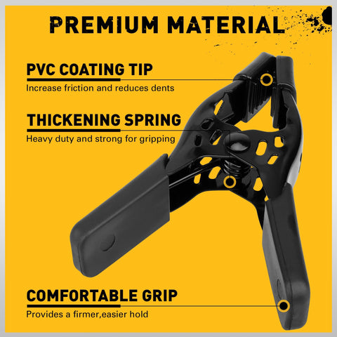 ELEAD clamps securing fabric on backdrop stand for clean, steady support.