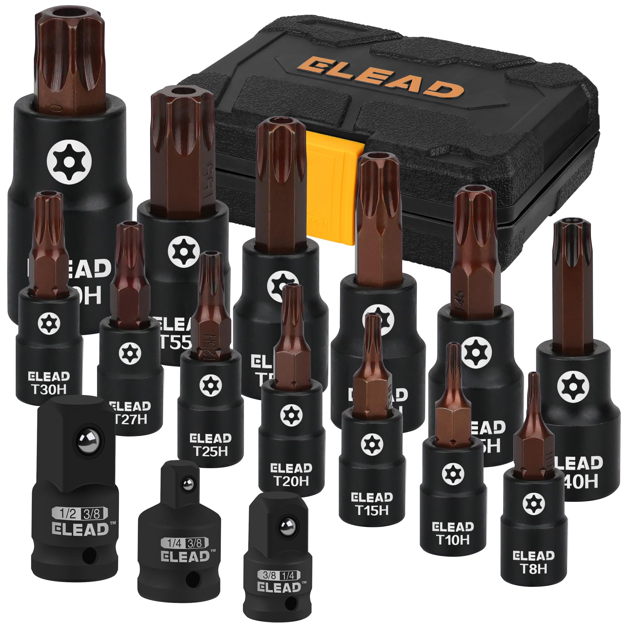 ELEAD 16-piece Torx socket set organized in a case for easy access