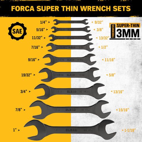 ELEAD wrenches cover 18 sizes across 1/4 to 1-1/16 inch range