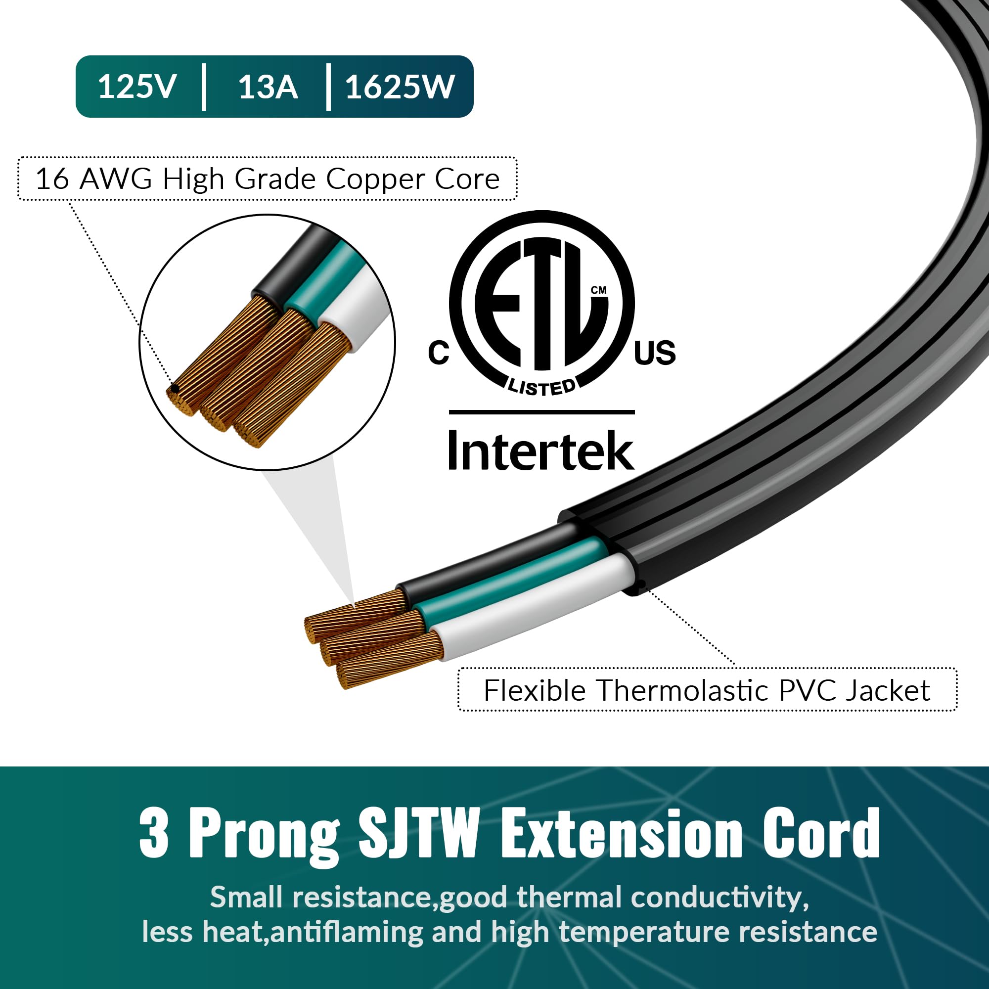 Elecan durable PVC jacket resists tearing for long-lasting use.