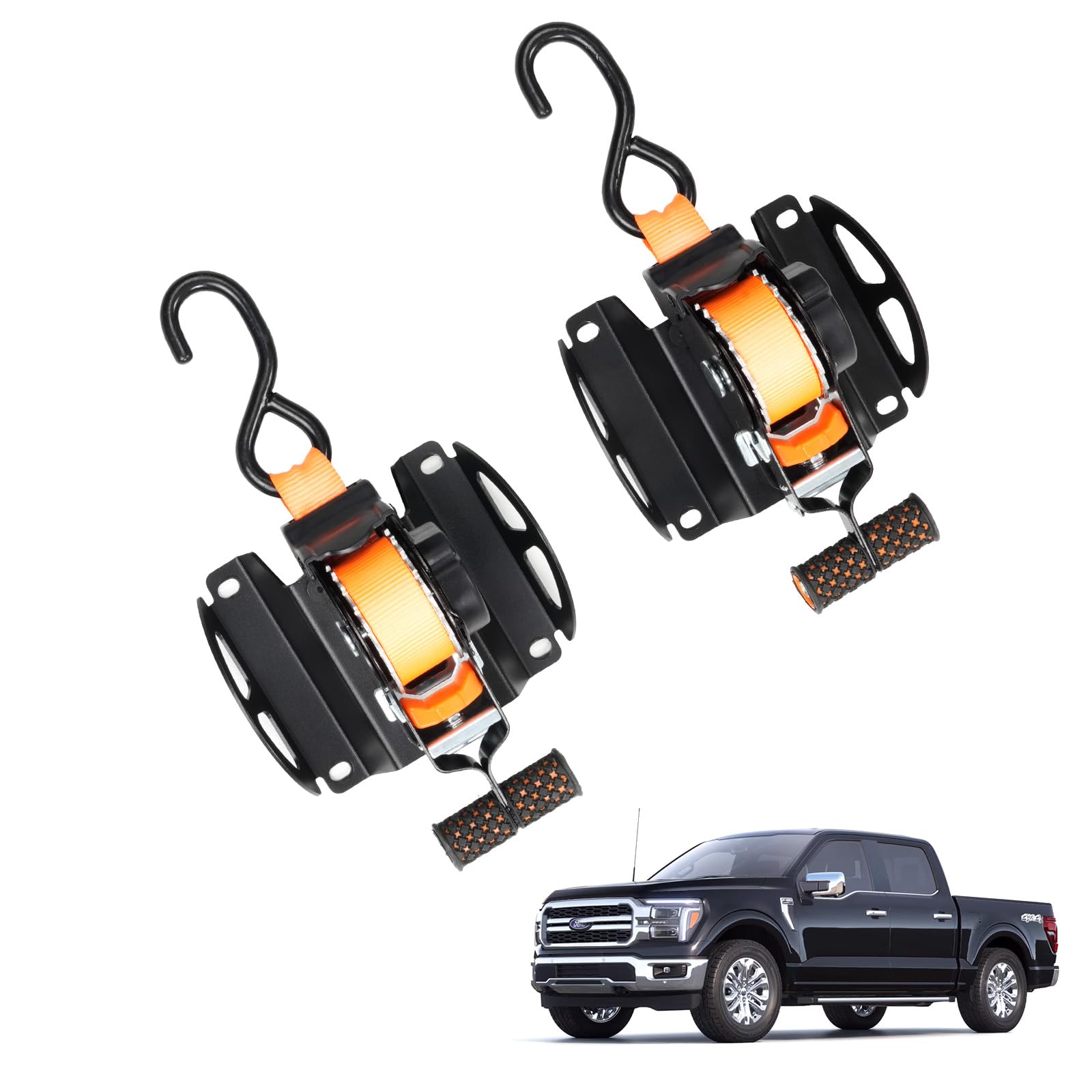 ELECFRESH retractable tie-downs in Ford F-150 bed slot for flush secure mounting