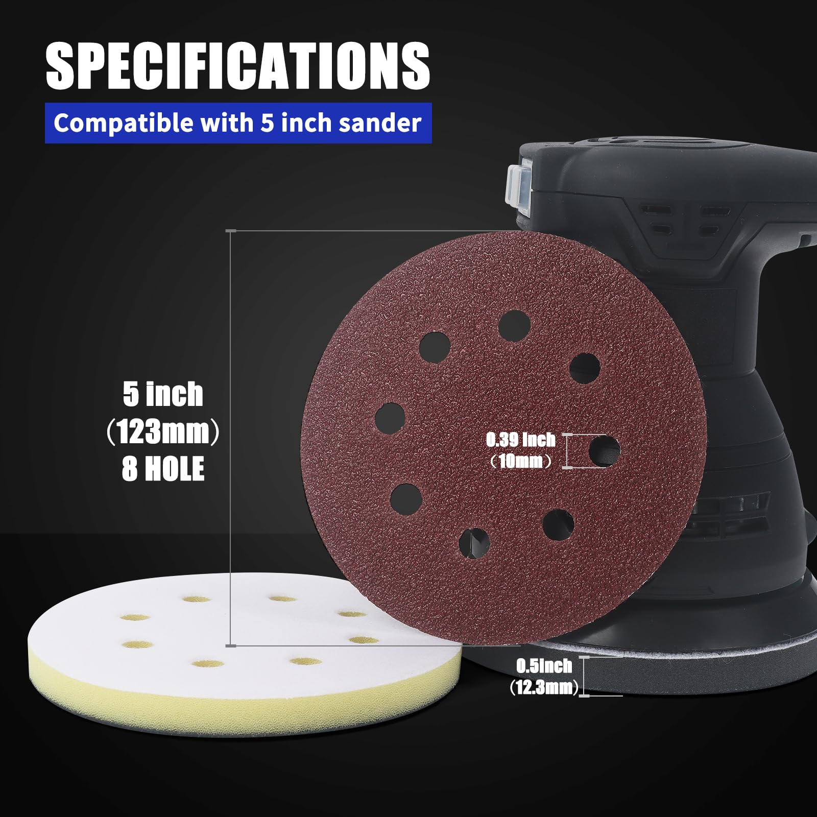 Elechiakan 80-disc grit range 40-600 enables full sanding progression on materials.