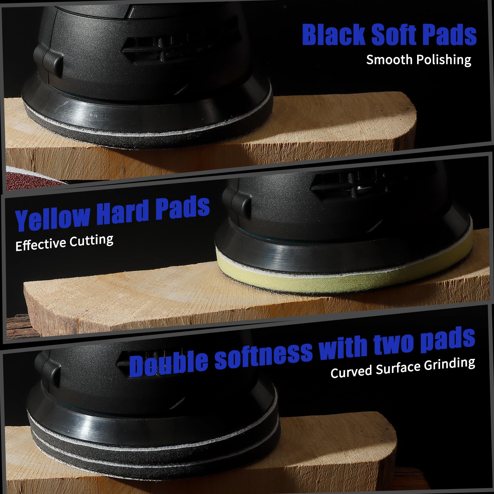 Elechiakan hard sponge pad provides controlled finishing on flat surfaces.