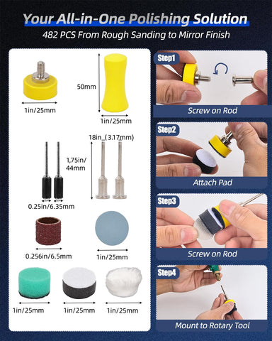 Elechiakan quick-change hook-and-loop backing for fast grit swaps.