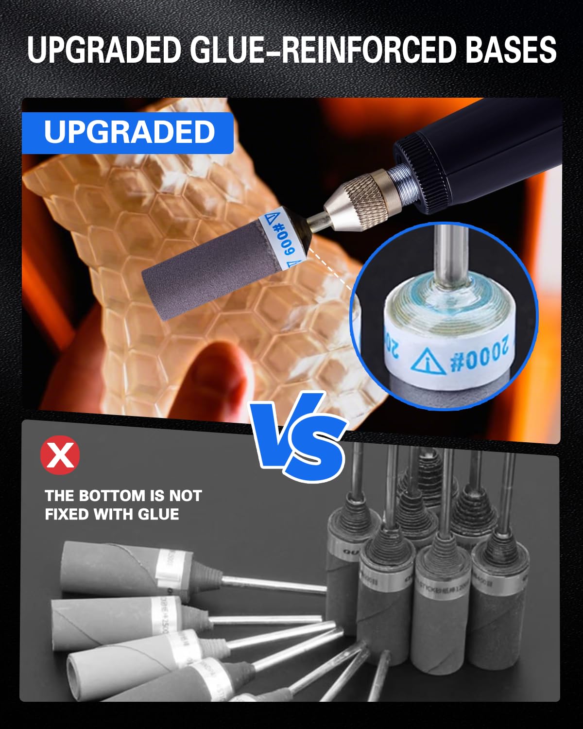 Elechiakan's upgraded adhesive base keeps sanding bands secure for repeated use.