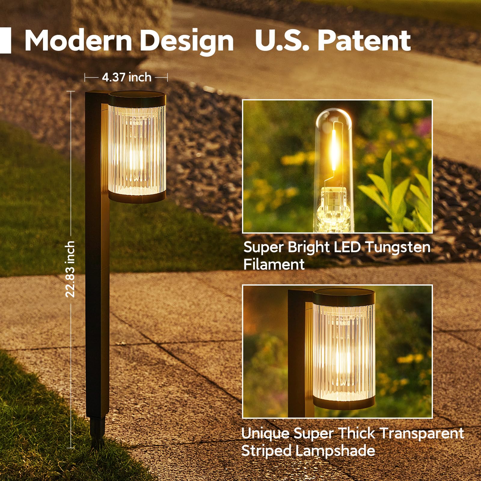 ELECLINK LED tungsten filament glow provides inviting garden lighting.