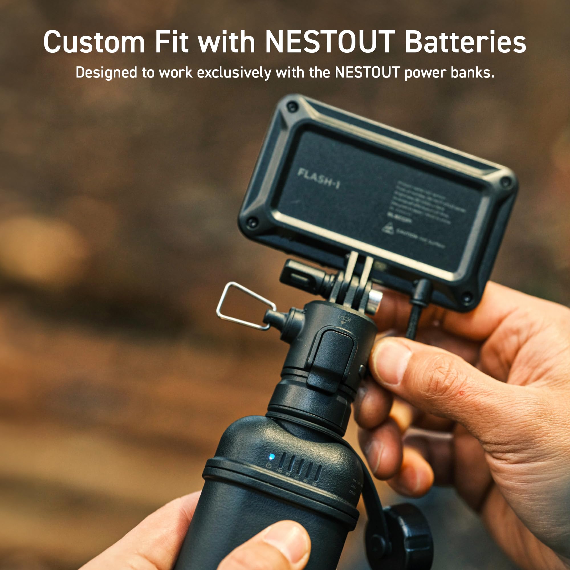 ELECOM NESTOUT IP44 protection against water and dust during outdoor use.