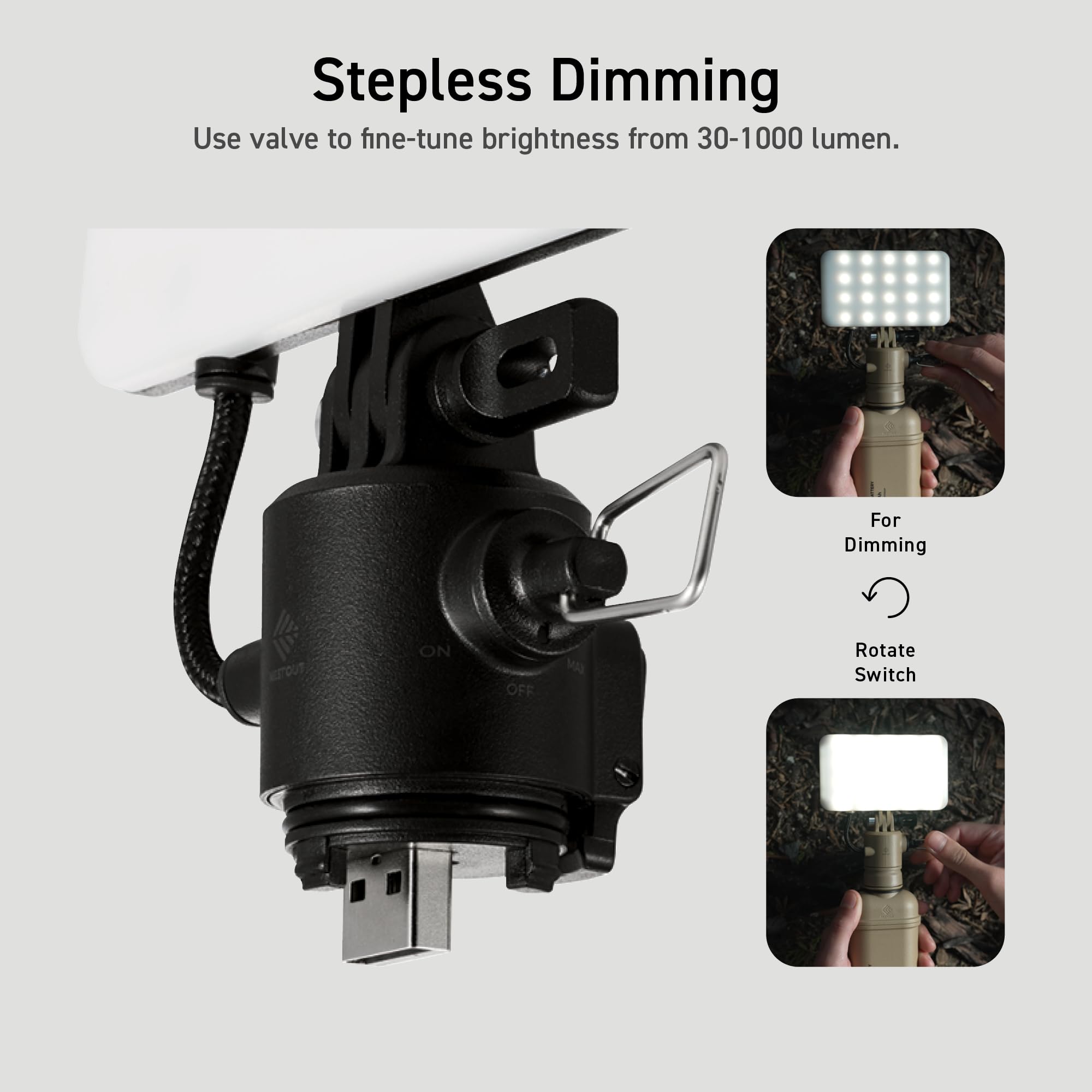 ELECOM NESTOUT stepless dimming knob for fine brightness control.