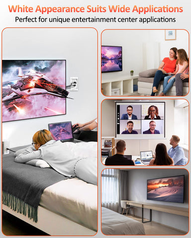 ELECPOW brush pass-through plate conceals cables and supports clean TV setup.