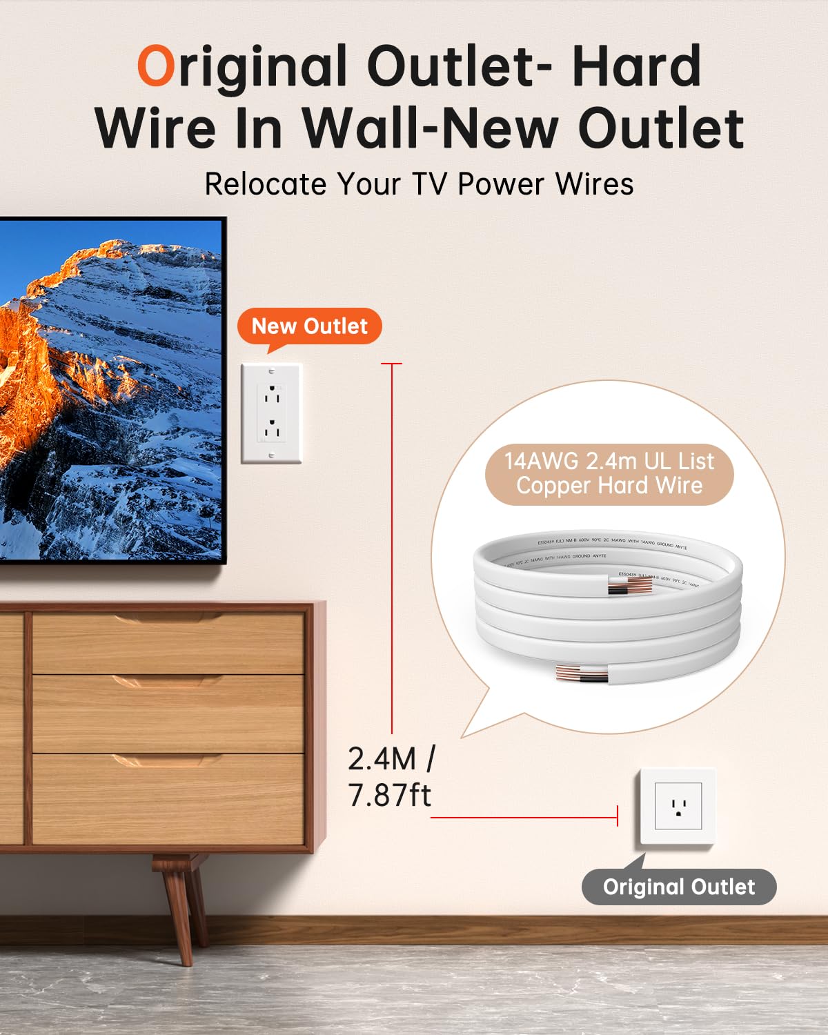 ELECPOW recessed TV outlet box conceals cables behind a mounted TV