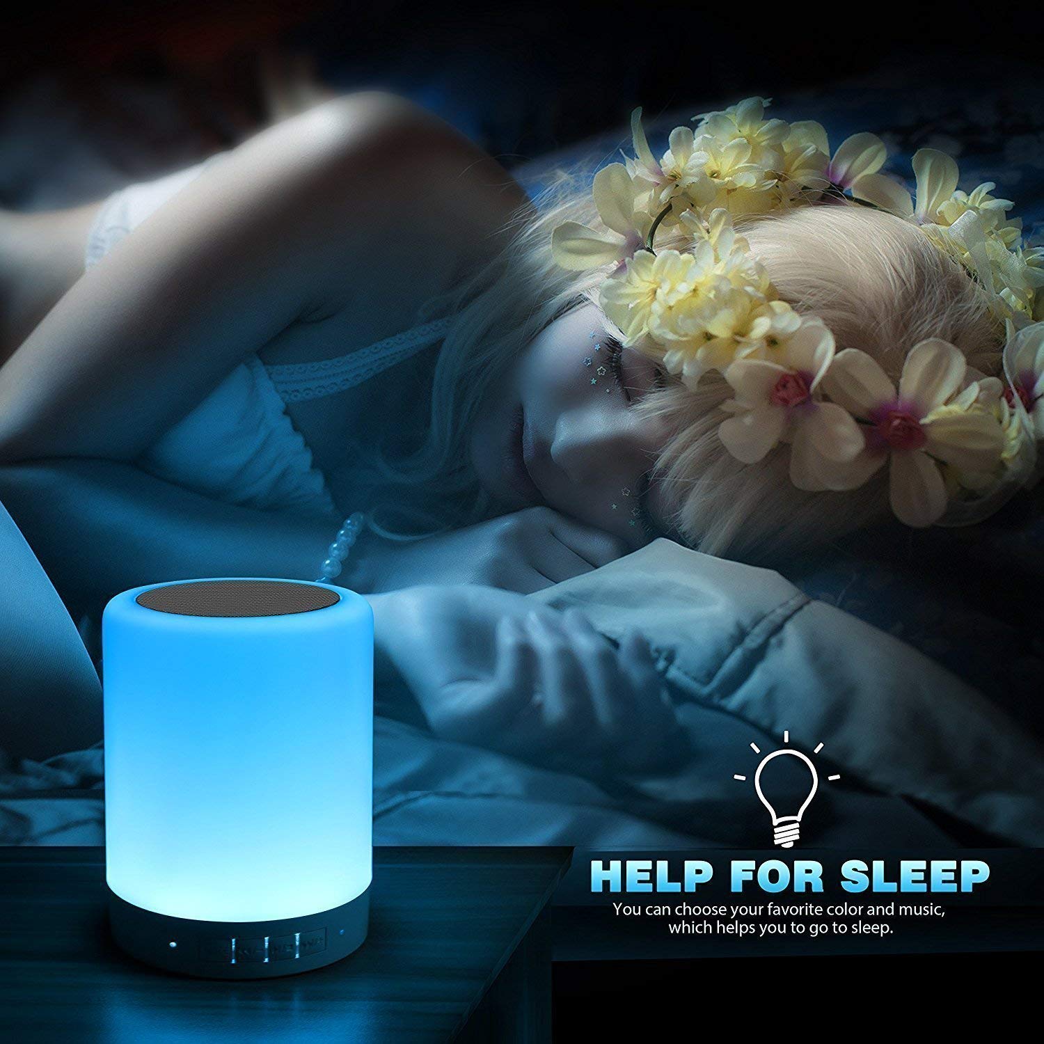Elecstars Bluetooth speaker lamp enables wireless music by night.
