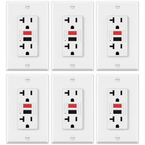 Electeck 6-pack GFCI outlet front view for safe indoor power distribution.