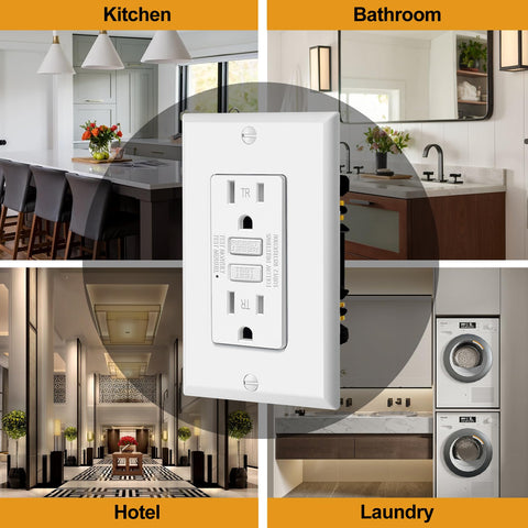 Decor wallplate included with ELECTECK GFCI outlet for a clean finish
