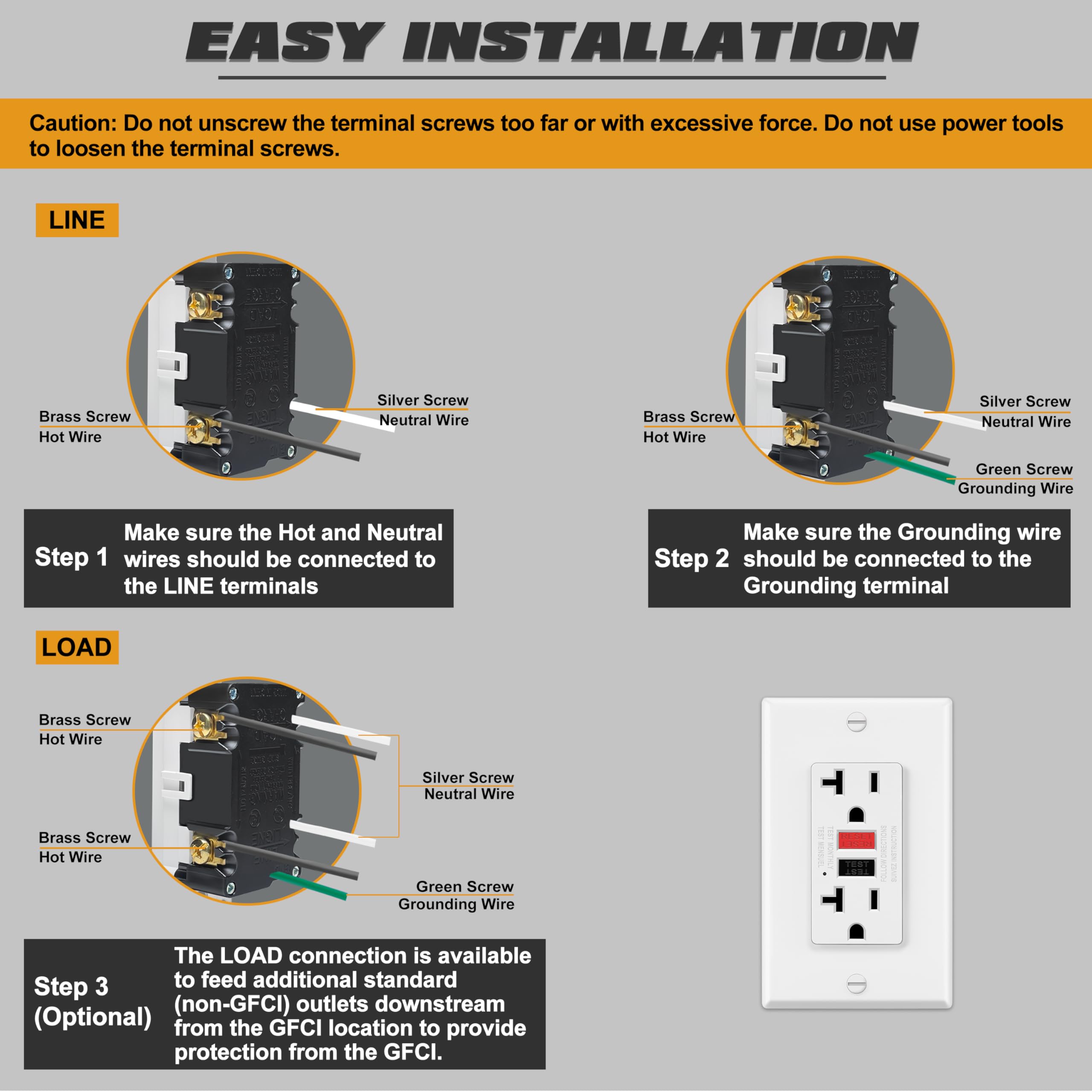 Electeck ETL-certified GFCI ensures reliable electrical code compliance.