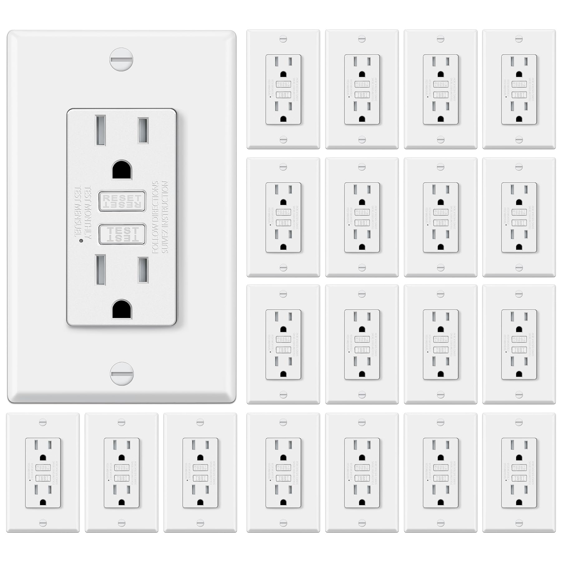 ELECTECK GFCI outlet ultra-slim with LED indicator for safe operation