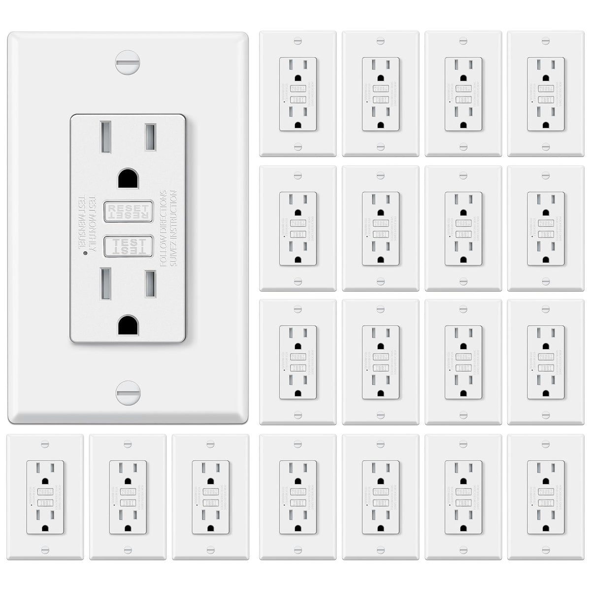 ELECTECK GFCI outlet ultra-slim with LED indicator for safe operation