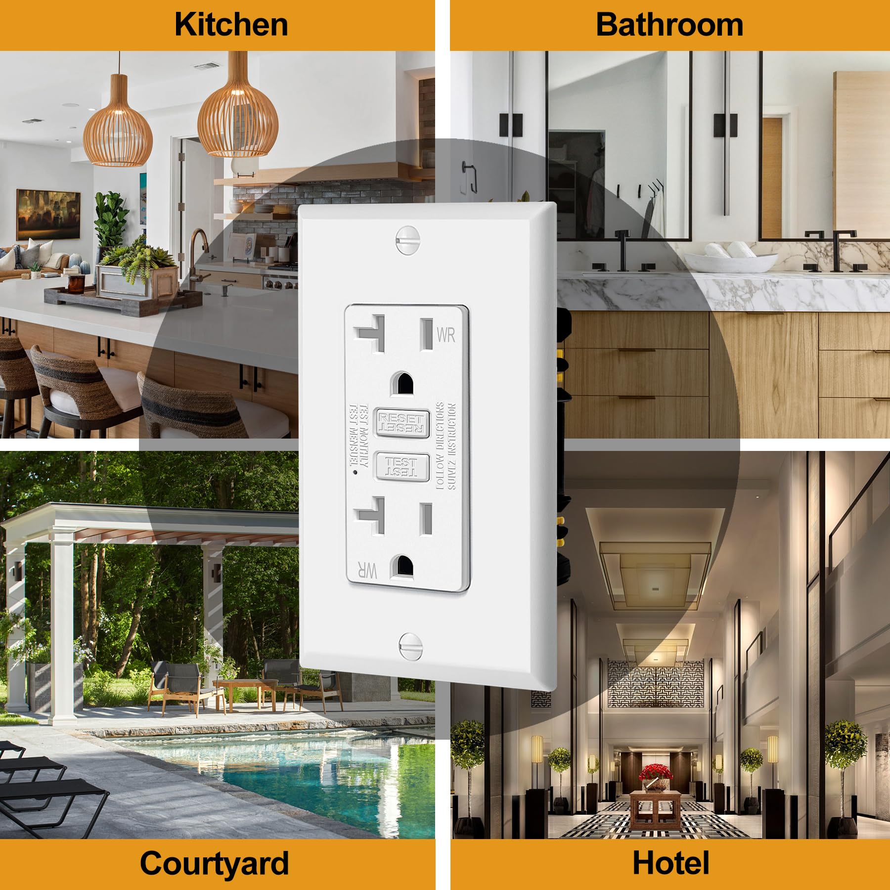 ELECTECK GFCI outlet with LED indicator for quick status checks.