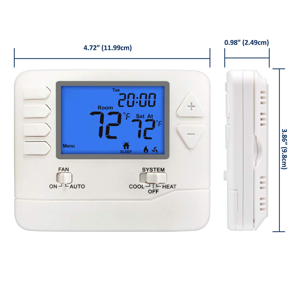 Dual power ELECTECK thermostat supports batteries or 24VAC supply