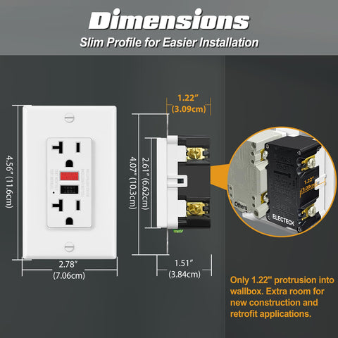 Electeck wall plate and screws included simplify quick GFCI installation.