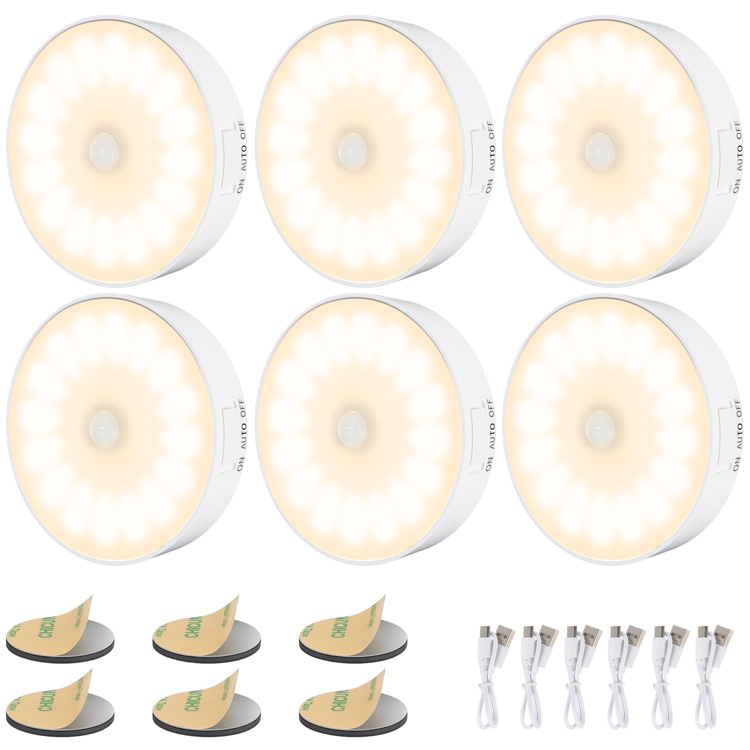 Electight 14-LED night light close-up with soft warm illumination for safe steps