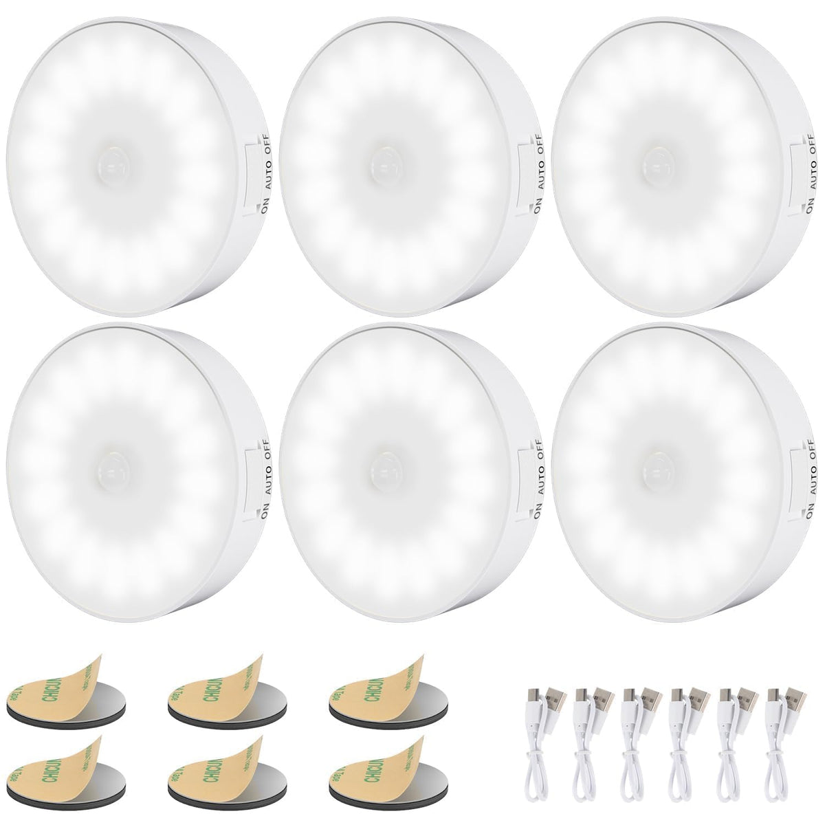 Electight six-pack motion sensor light indoors with upgraded 14 LEDs for soft illumination