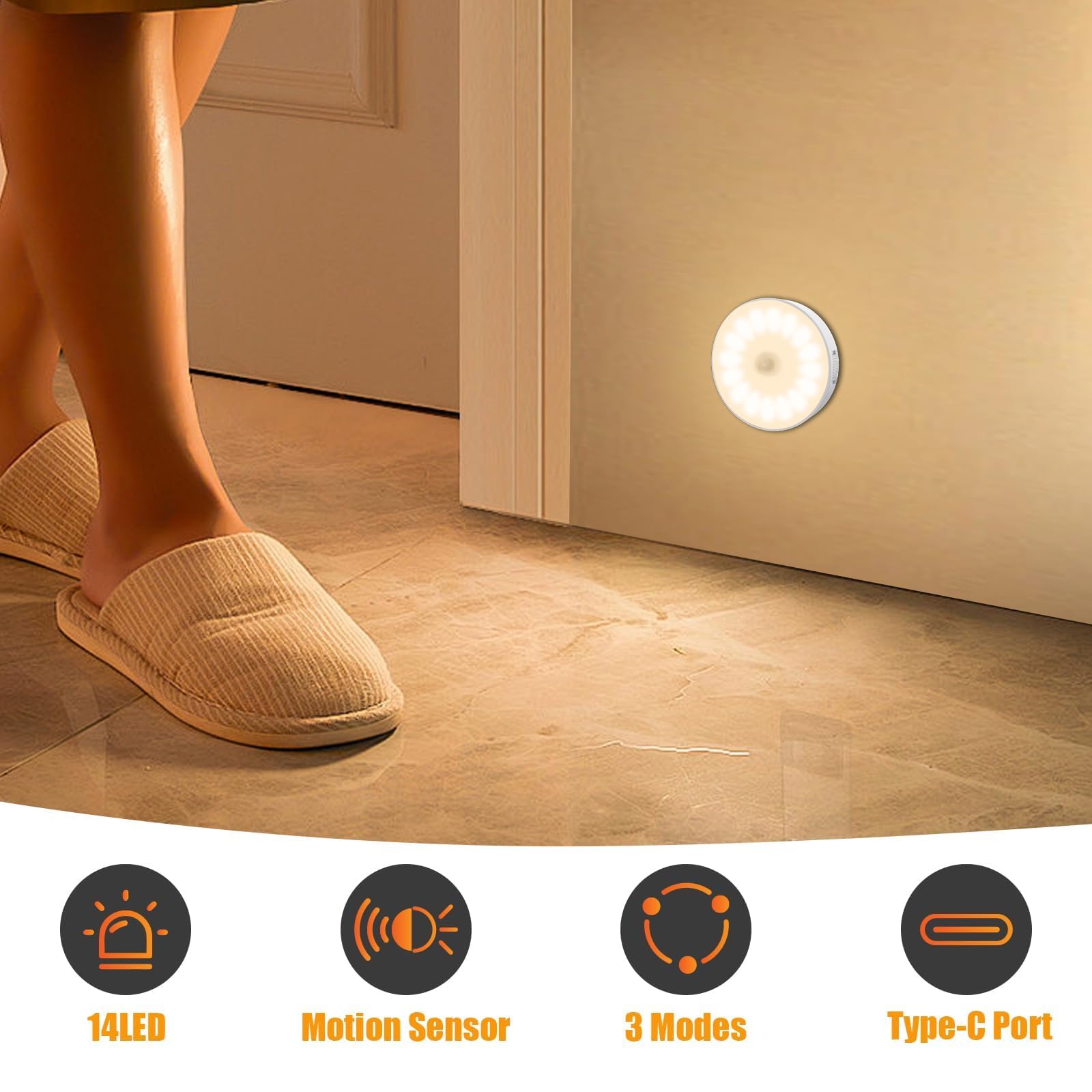 Electight motion sensor night light activates automatically on movement