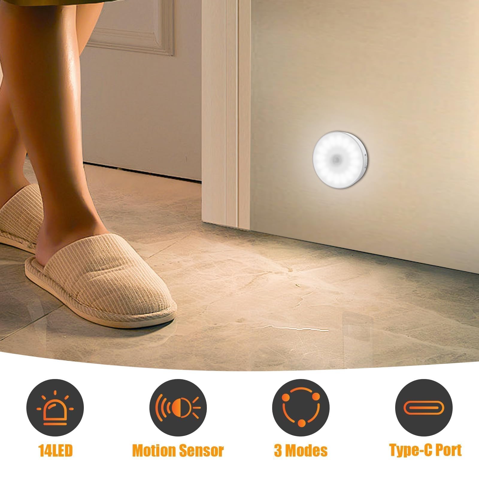 Electight USB rechargeable night light for closets with magnetic mount convenience